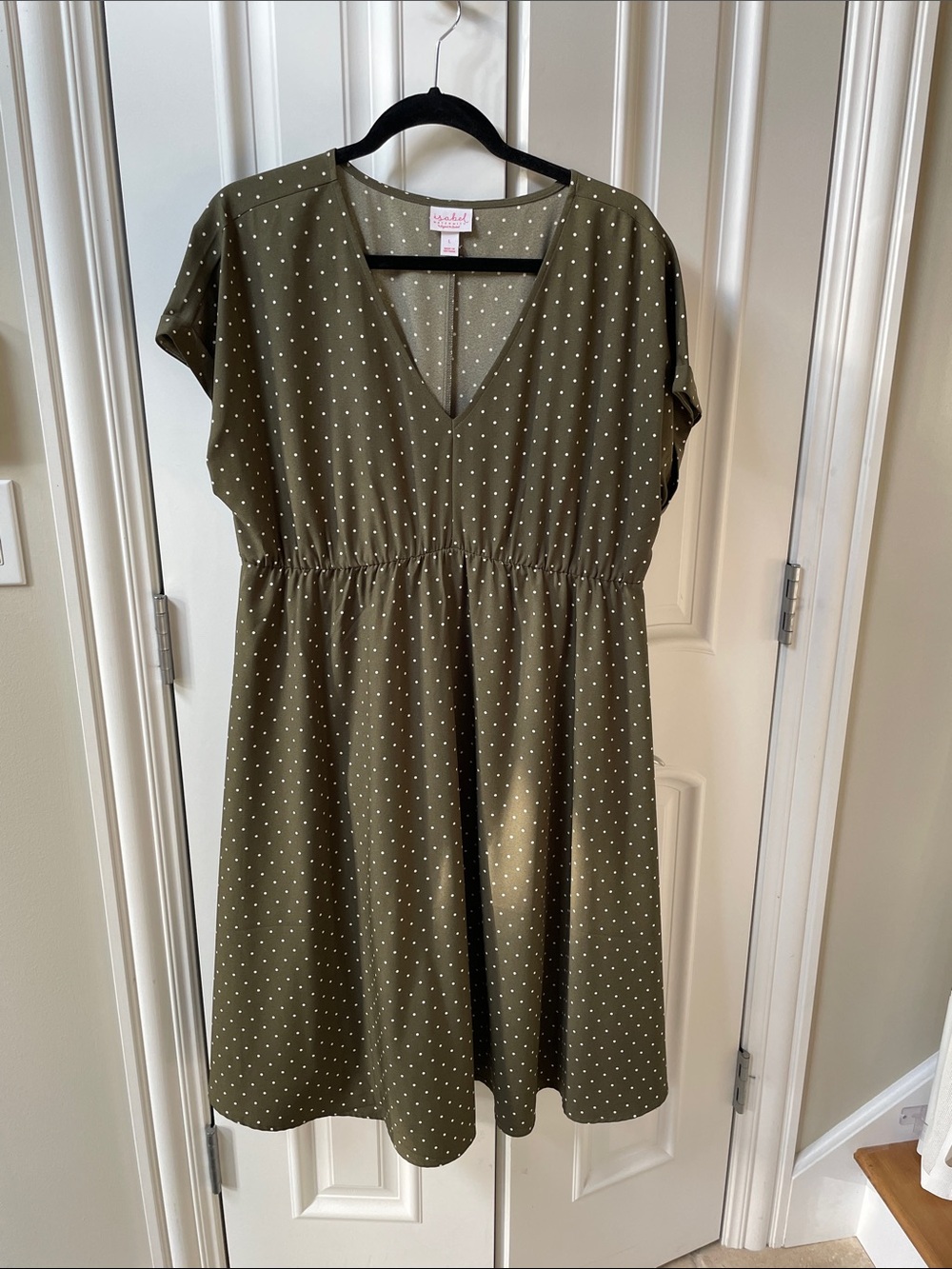 Isabel Maternity by Ingrid & Isabel Olive Green Polka Dot Midi Dress